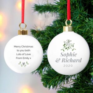 Personalised Couples Mistletoe Bauble