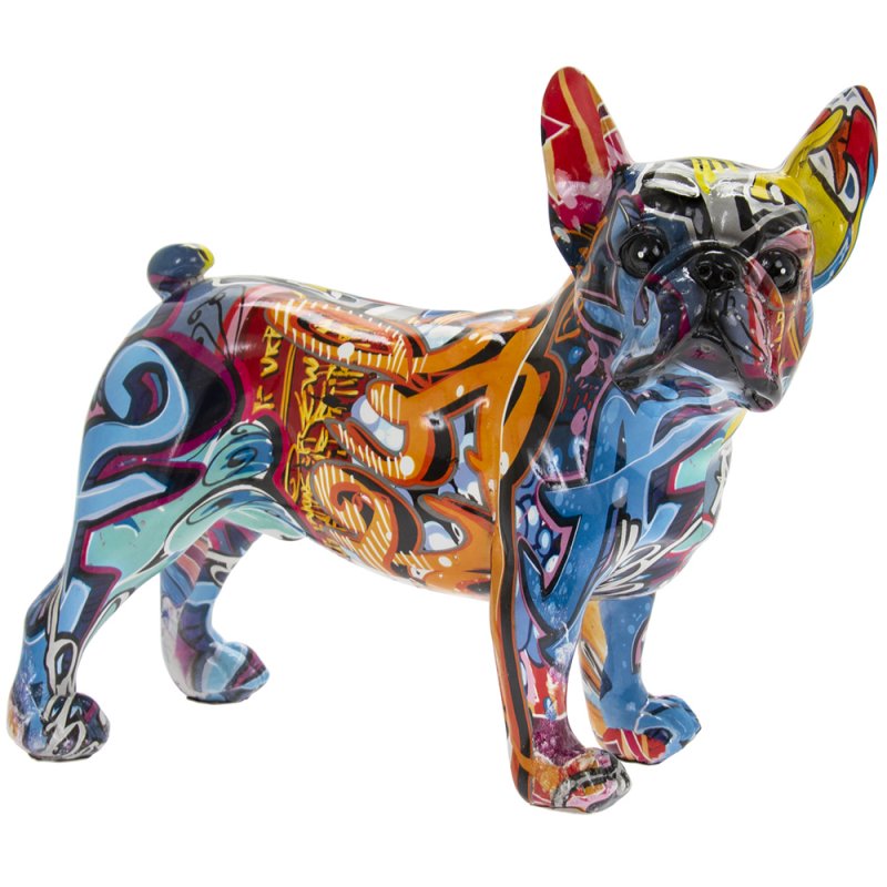 Graffiti French Bulldog Statue Art Resin Figurine Ornament Abstract Decor
