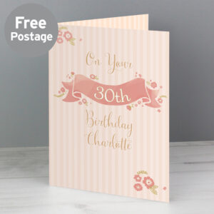 Personalised Floral Scroll Card