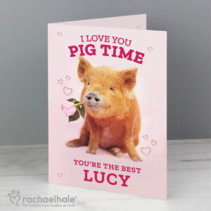 Personalised Rachael Hale I Love You Pig Time Card