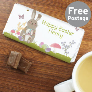 Personalised Easter Meadow Bunny Milk Chocolate Bar