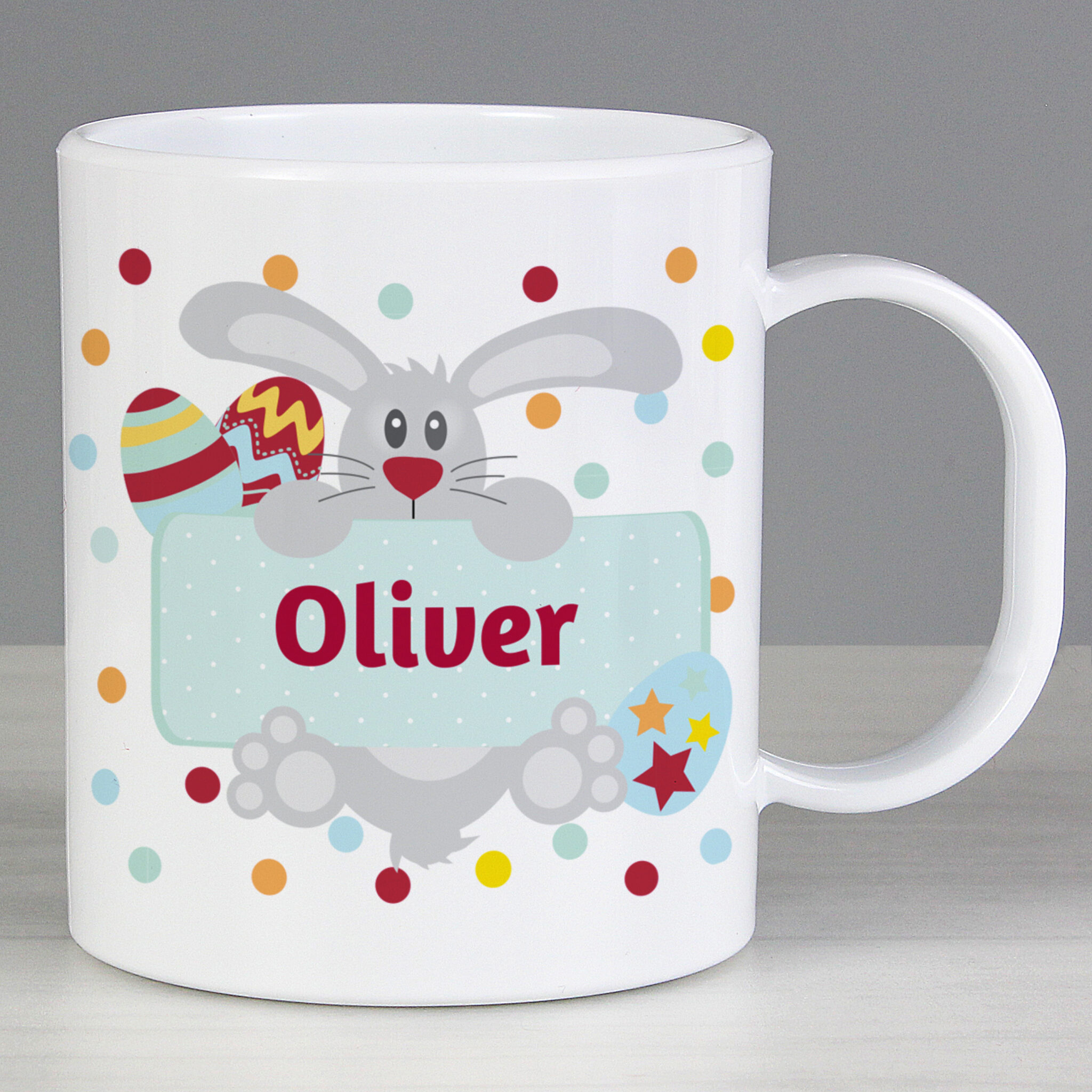 Personalised Easter Bunny Spotty Plastic Mug