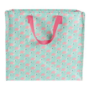 Tropical Flamingo Zipped Laundry Bag / Recycled Tote / Grocery / Large