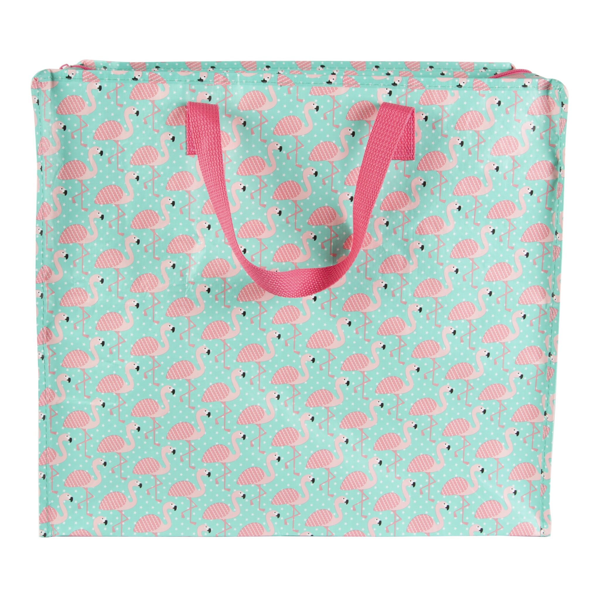 Tropical Flamingo Zipped Laundry Bag / Recycled Tote / Grocery / Large Tropical Flamingo Zipped Laundry Bag / Recycled Tote / Grocery / Large